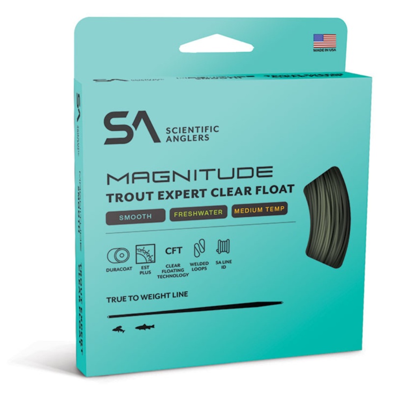 Scientific Anglers Magnitude Smooth TROUT EXPERT Clear Float Tip Fly Line WF4F SAGE GREEN/CLEAR