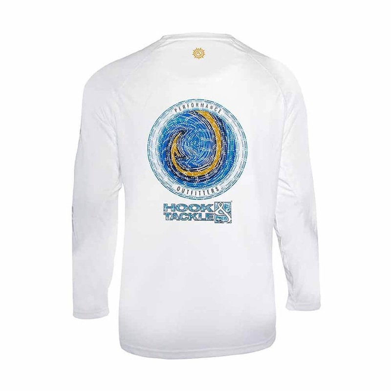 Hook & Tackle White Hooked L/S UV Crew Fishing Shirt X-LARGE