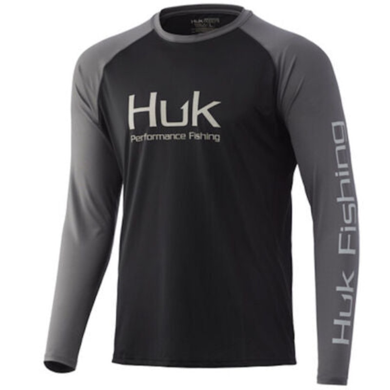 Huk Double Header Vented LS Shirt H1200341 Black (001) Small