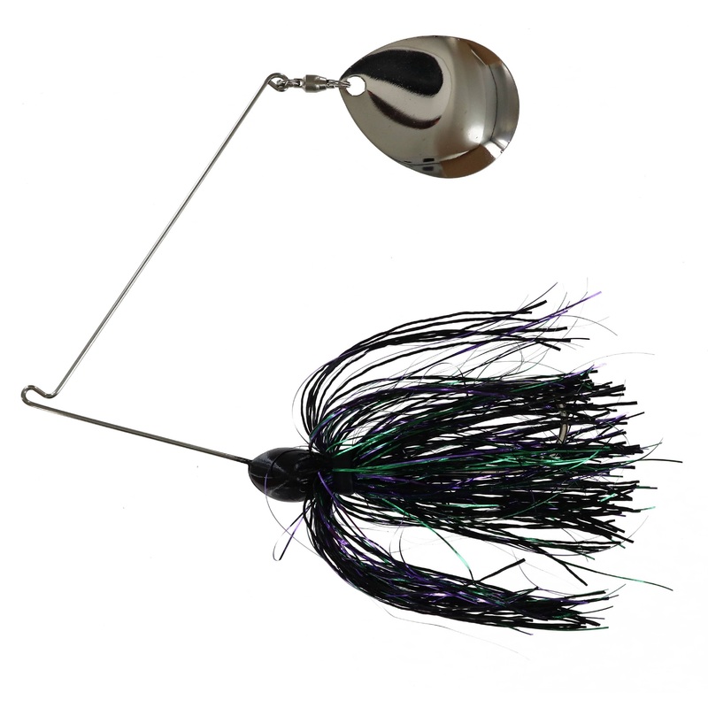 Georgia Blade Night Spinnerbait 600 Junebug Lumiflex Nickel Blade 1/2 oz