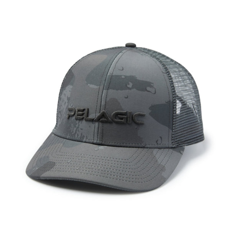 Pelagic Flybridge Brushed Camo Trucker Hat Graphite