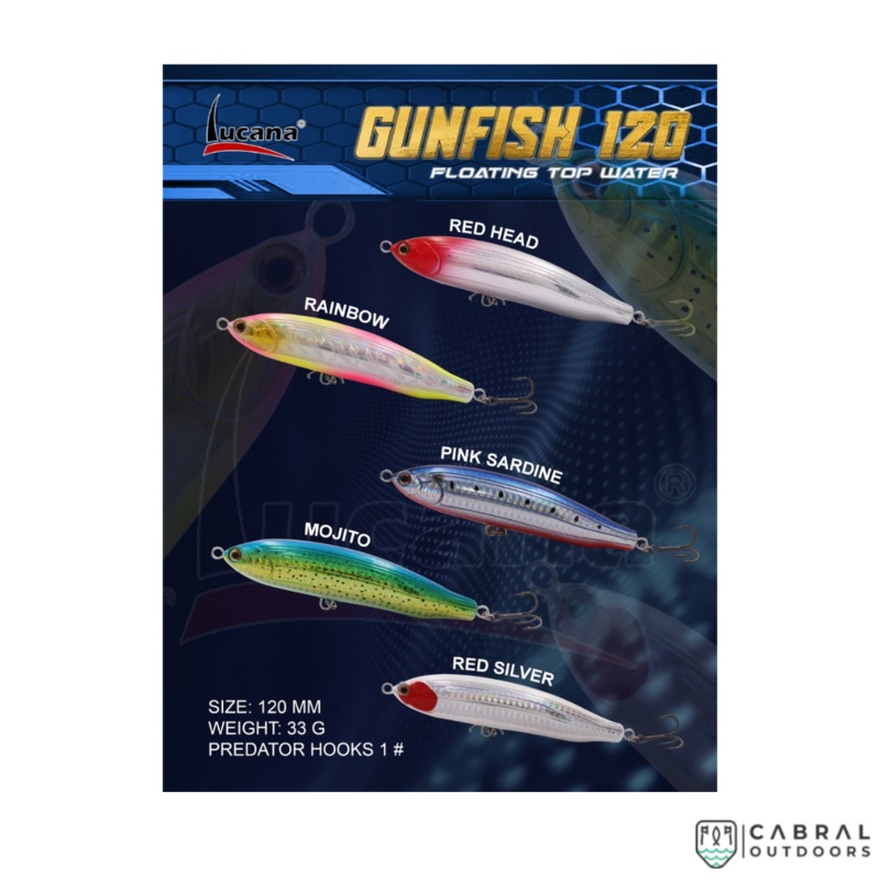 Lucana Gunfish Floating Topwater Lure | Size: 12 cm | 33 g Red Head