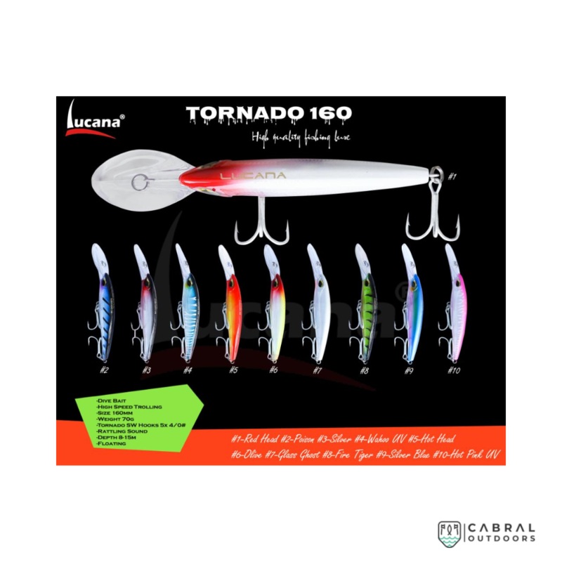 Lucana Tornado 160 Hard Lures | Size: 16cm | 70g #1 Red Head