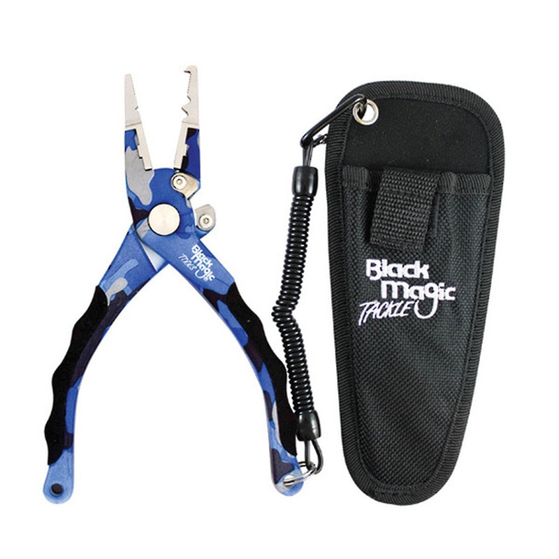 Black Magic Compact Heavy Duty Fishing Plier Blue Camo