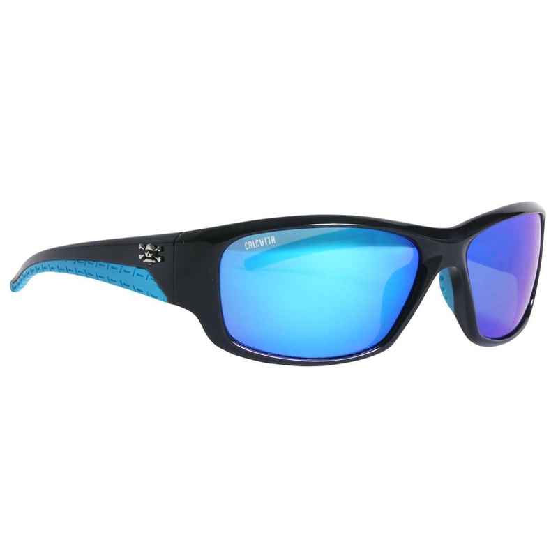 Calcutta Mcway Polarized Fishing Sunglasses Shiny Black Frame / Blue Mirror Lens