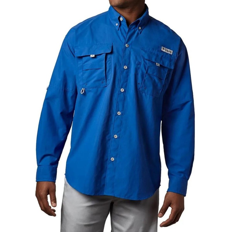 Columbia PFG Bahama Long Sleeve Shirt Mens Vivid Blue Medium Vivid Blue