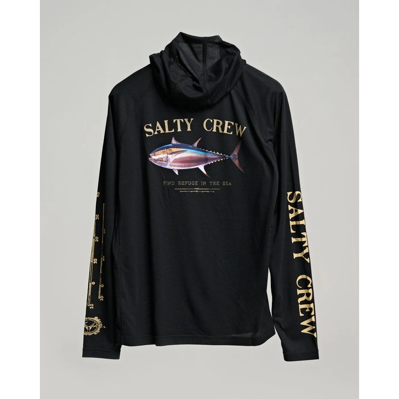 Salty Crew Big Blue Hooded Sunshirt Mens Black M