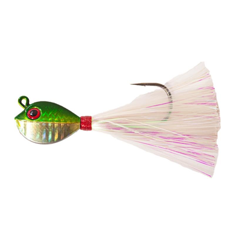 Tsunami Fluke Mania With Mylar Flash Jig 1oz Chartreuse/White