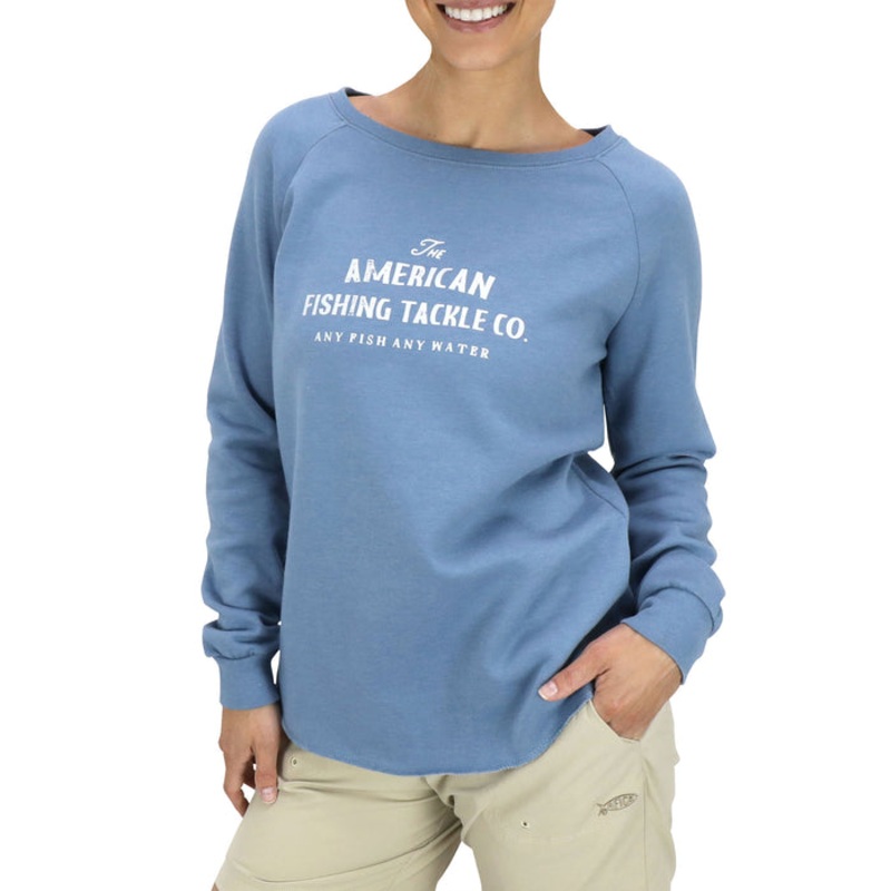 AFTCO Women’s Whiskey Crewneck Fleece Light Blue XSmall
