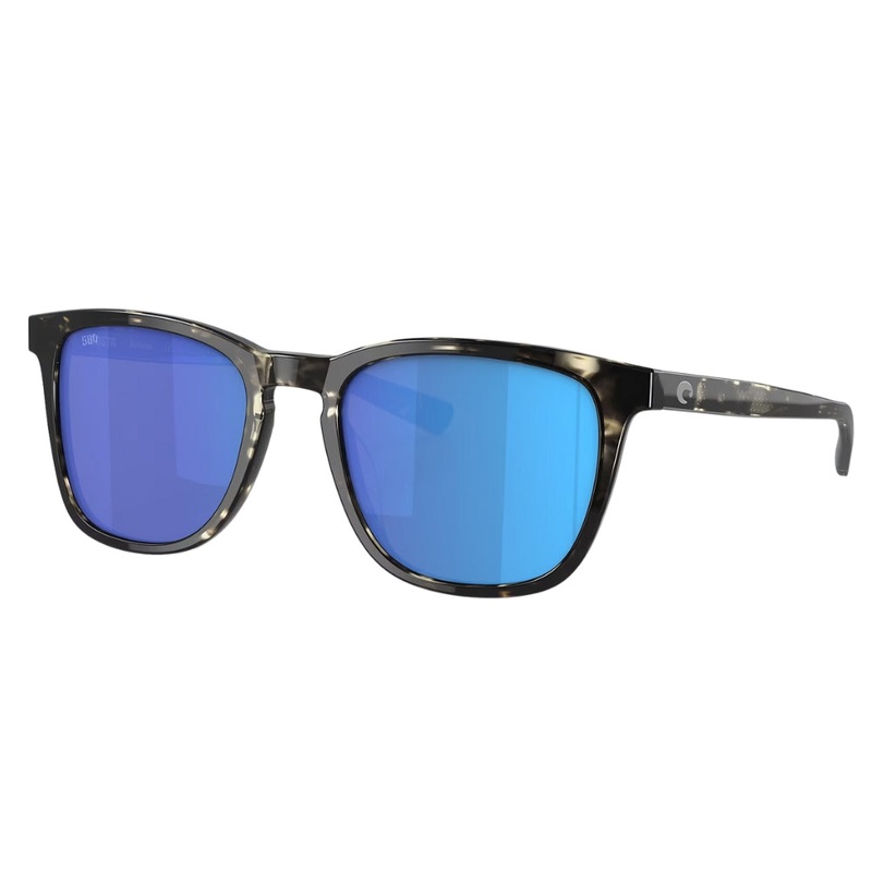 Costa Sullivan Polarised Glass Sunglasses Shiny Black Kelp Frame / Blue Mirror