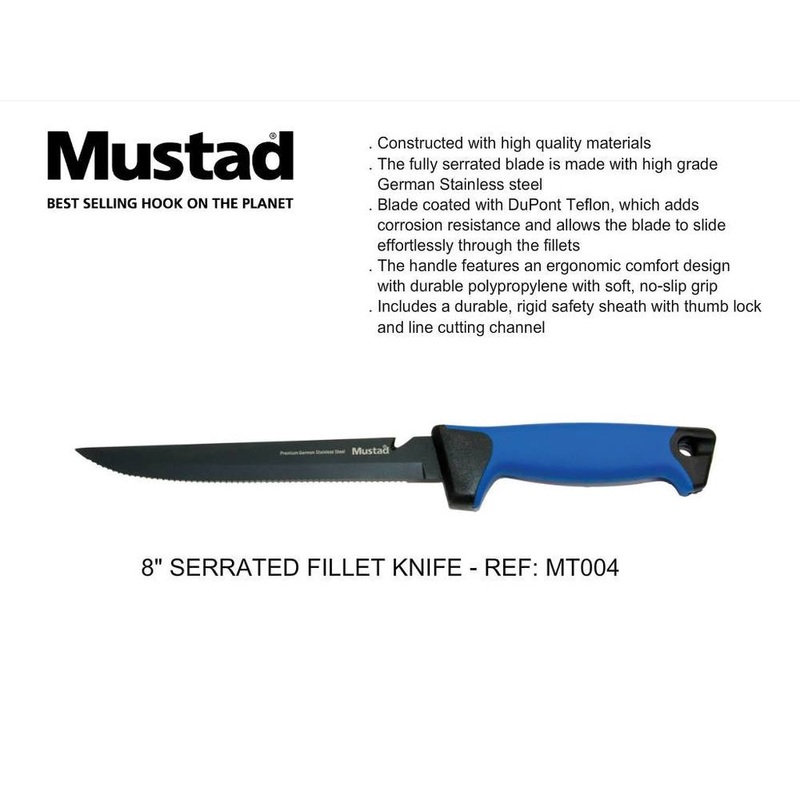 Mustad Teflon Filleting Kniives 7inch- New Model Black Teflon