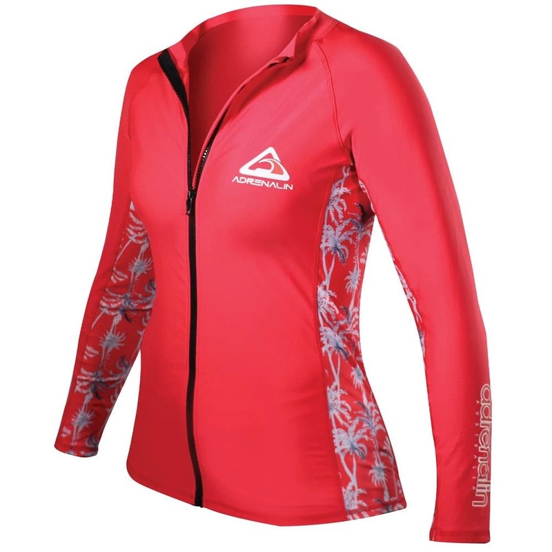 Adrenalin Ladies Beach Long Sleeve Zip Rash Vest Crimson 10