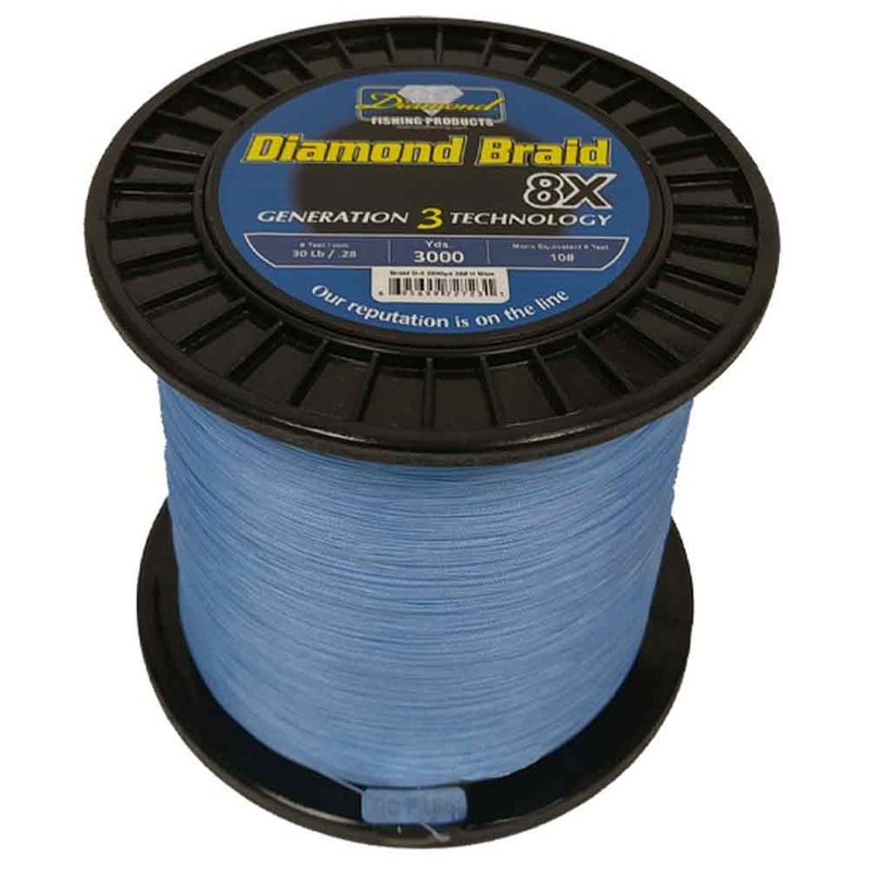 Diamond Fishing Products Generation 3 8X Solid Core Braided Line 3000YDS Blue 100LB