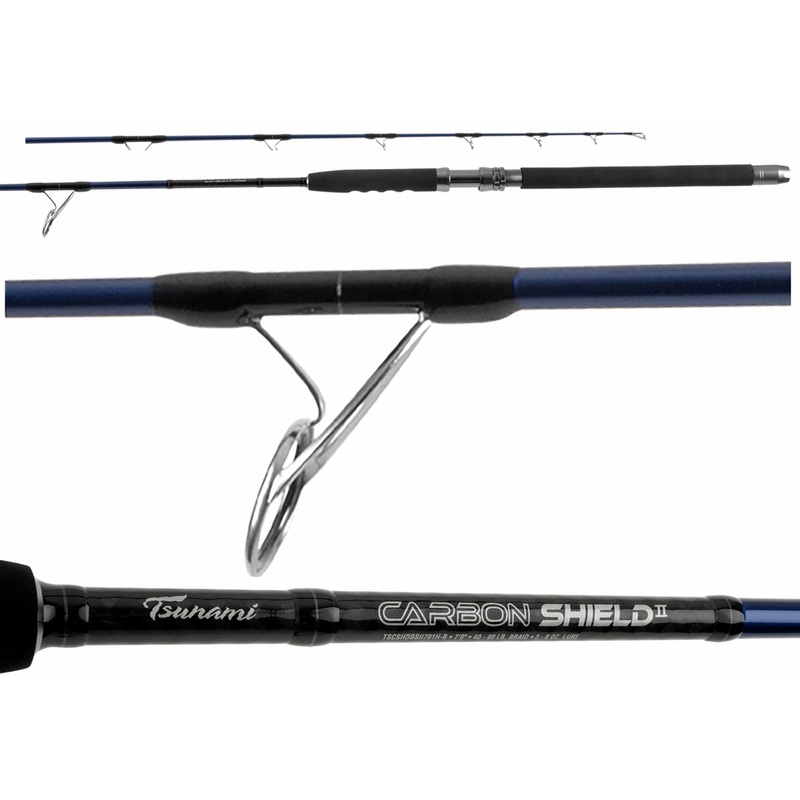 Tsunami Carbon Shield II Boat Spinning Popping Rods TSCSHDPSII762H-B