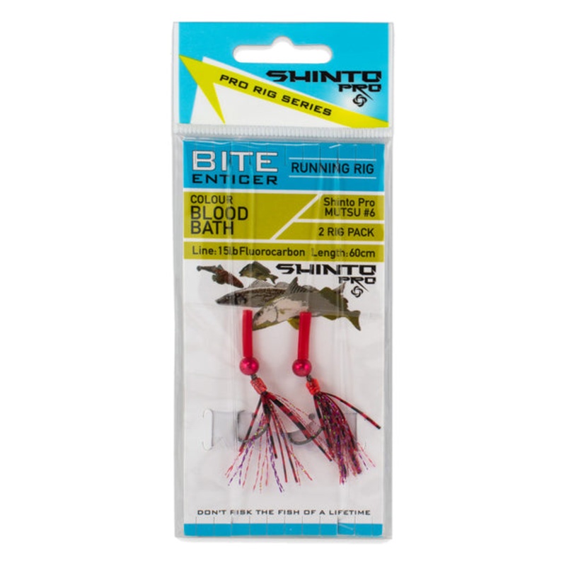 Shinto Pro Bite Enticer Running Sinker Circle Hook Pre Tied Rig 4 Blood Bath