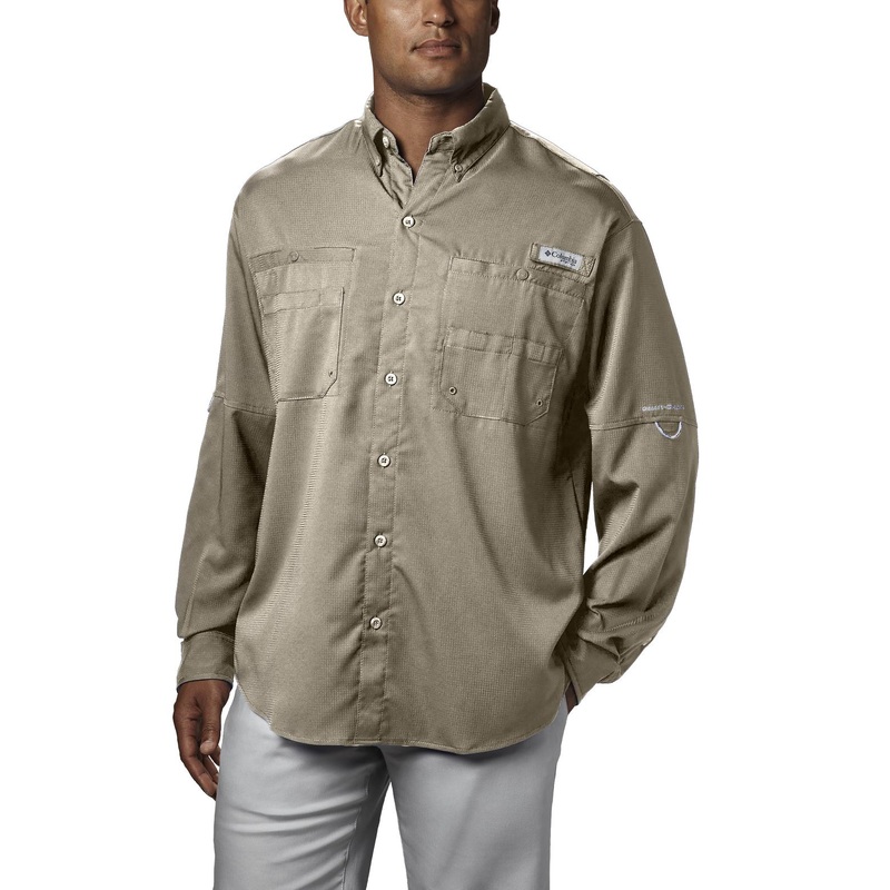 Columbia Tamiami II Long Sleeve Shirt Mens Fossil Small Fossil