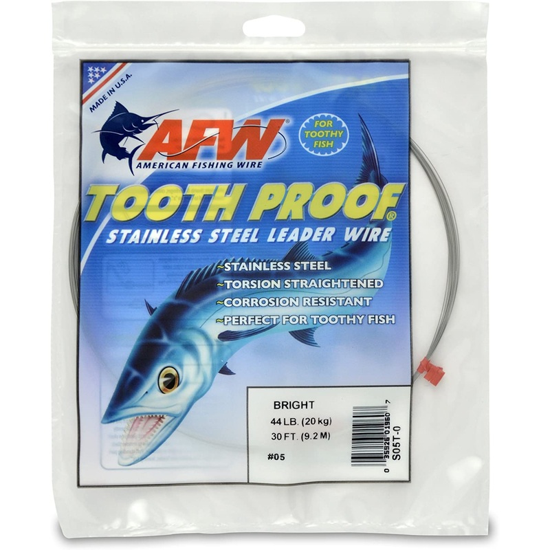 Bas de Ligne Acier AFW Tooth Proof Stainless Steel Single Strand Leader Bright – 9.2m #2/27lb/12 kg/0.28 mm