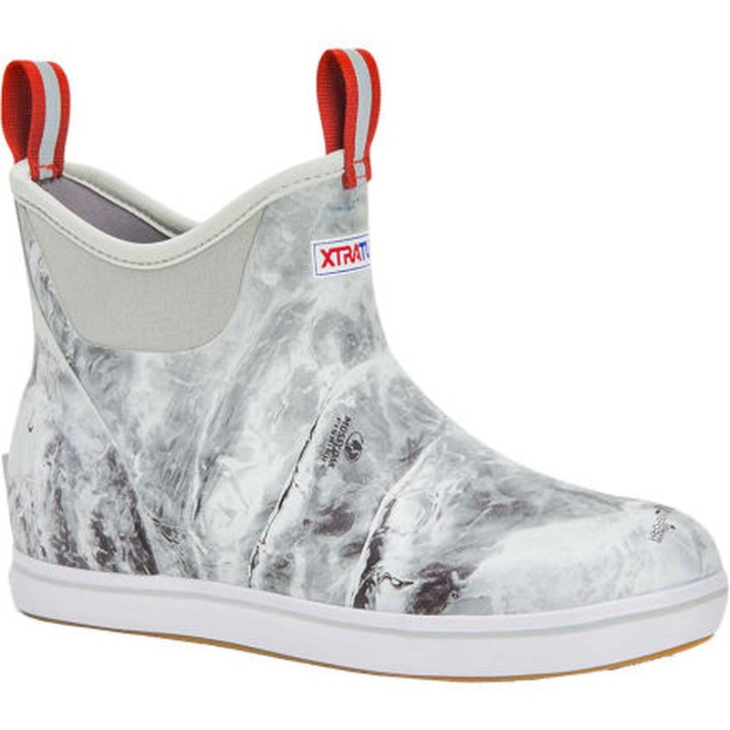 XTRATUF Men’s Mossy Oak Elements 6″ Ankle Deck Boot Black white Camo 7