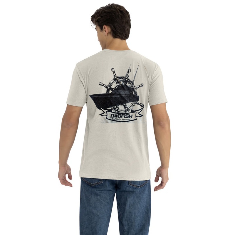 Dogfish Short Sleeve T-Shirt Sport Fish Logo Stone Gray Small