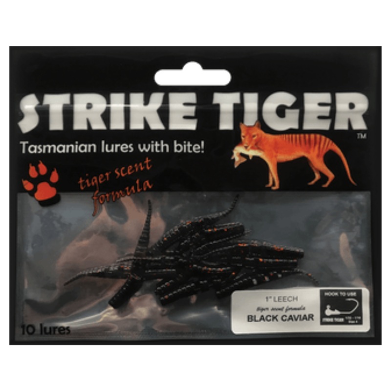 Strike Tiger Leech Soft Plastic 1 INCH BLACK / GOLD