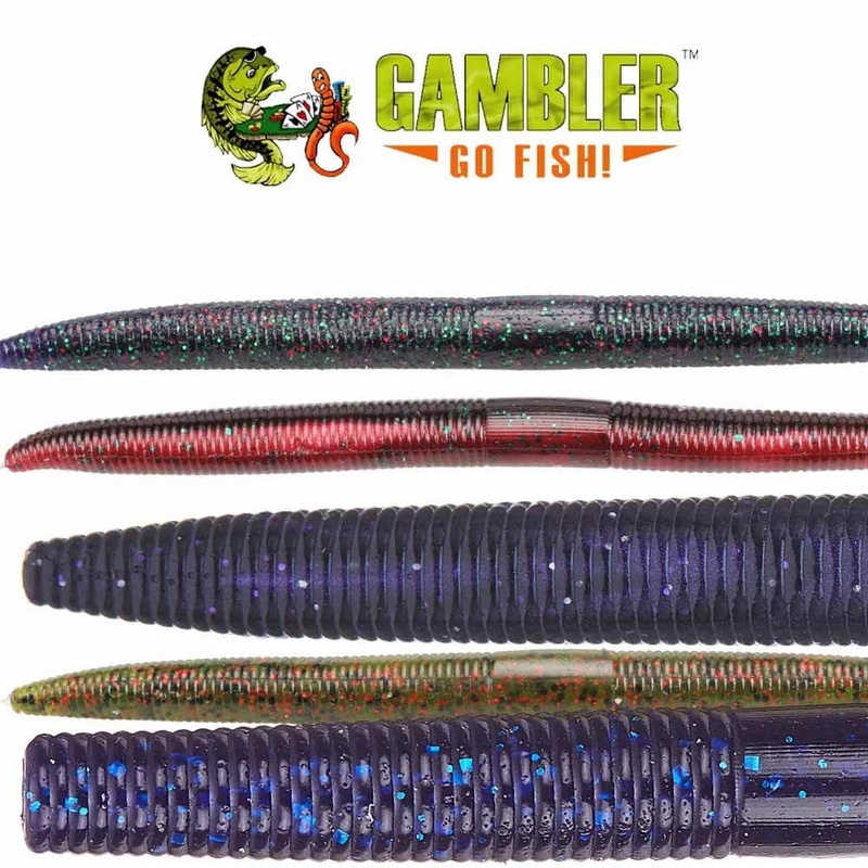 Gambler 5″ Ace Stick Worm 8pk Lure BLACK BLUE GLITTER