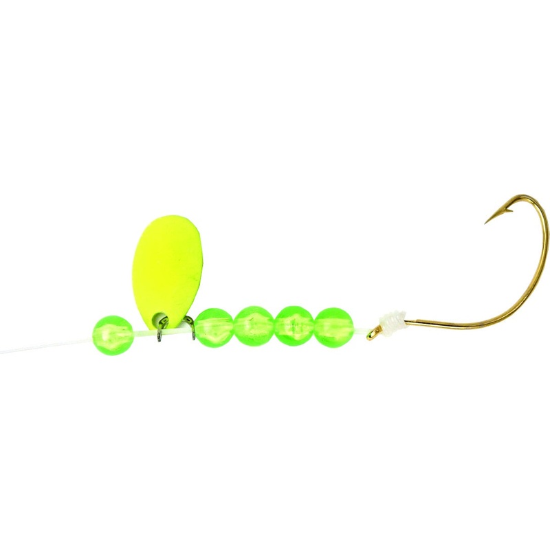 Sea Striker Snelled Hooks Gold WG Chartreuse 4pk Size 1 12″