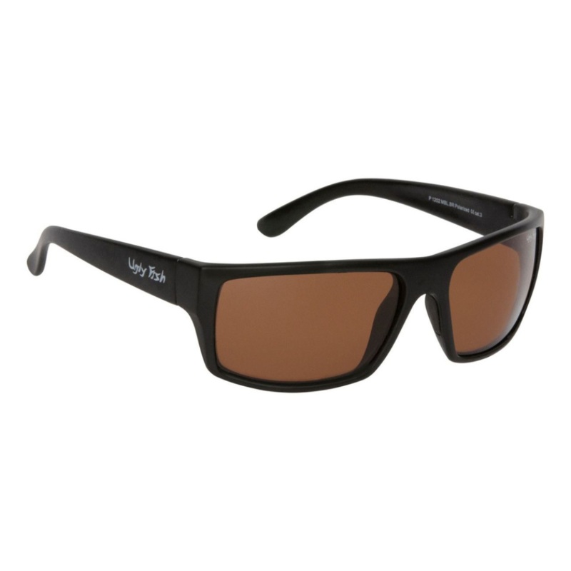 Ugly Fish Polarised Wrap Lifestyle Sunglasses P1202 Matt Black Frame / Brown Lens