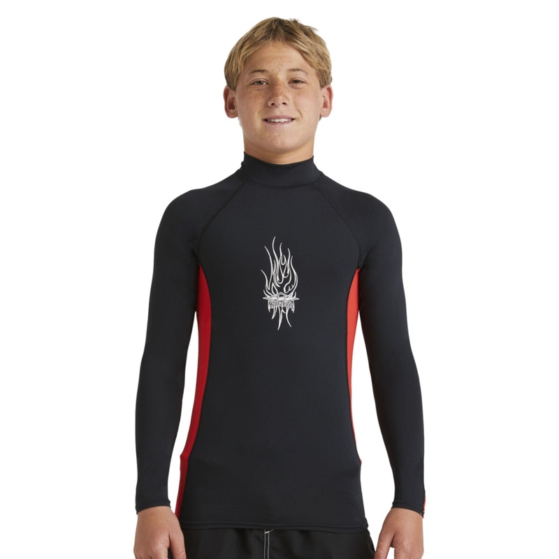 Billabong Boys Jimmy Contrast LS Rash Vest 10 Black