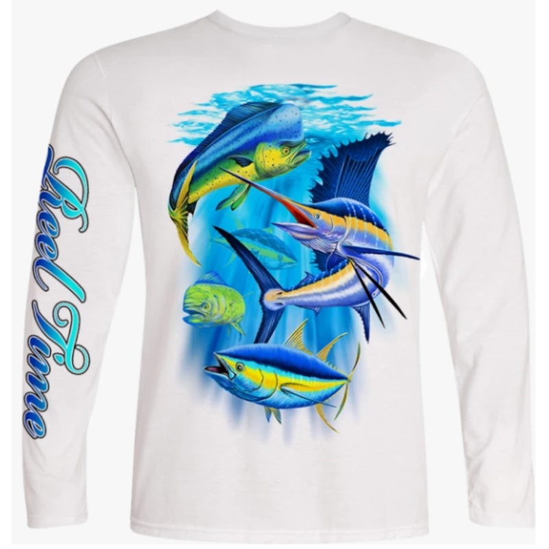 Youth L/S Fishing Sailfish Mahi Tuna Performance Shirt UPF50 LARGE