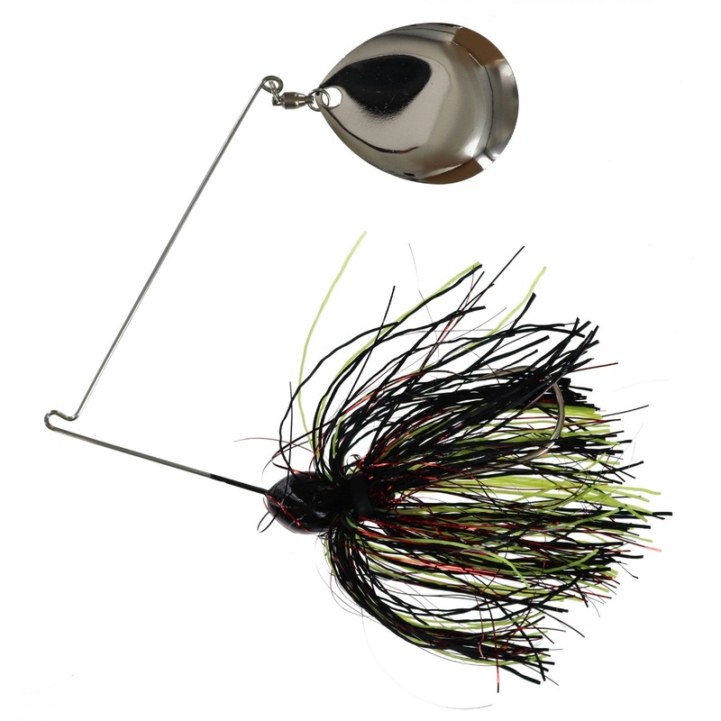 Georgia Blade Night Spinnerbait 810 Chartreuse Red Black Lumiflex Black Nickel Blade 1/2 oz