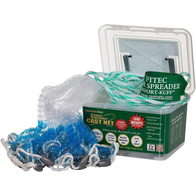 Lightweight Non-Lead Cast Net  Clear Mono, 3/8″ Mesh, 6′ Radius for Shallow Waters