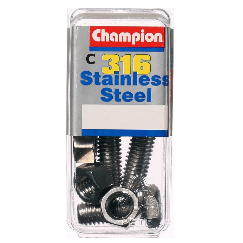 Champion Stainless Steel 316 Hex Head Screws Set 1 1/2 inch