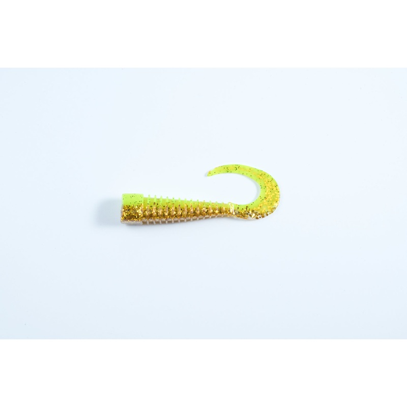 ZEAKE S-Gravity Worm Curly Tail 3″ #SGW3C002 GREEN GOLD GLITTER
