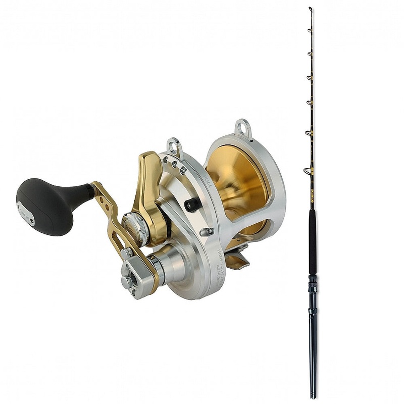 Shimano TALICA 20II Lever Drag 2-Speed with ECL 15-30 6′ CHAOS Gold Combo