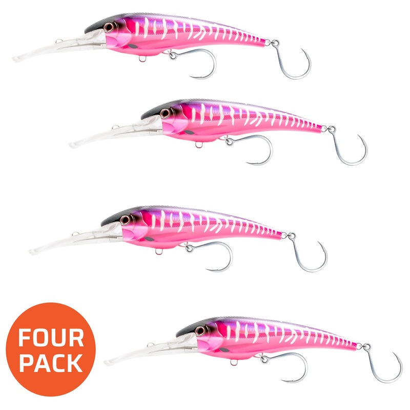 4 Packs of 9″ Nomad Design DTX Minnows Hot Pink Mackerel