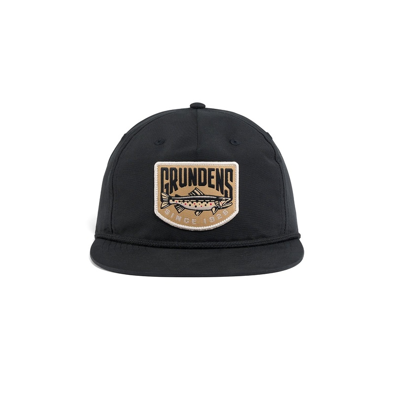 Grundens Trout Patch Rope Trucker Hat Black