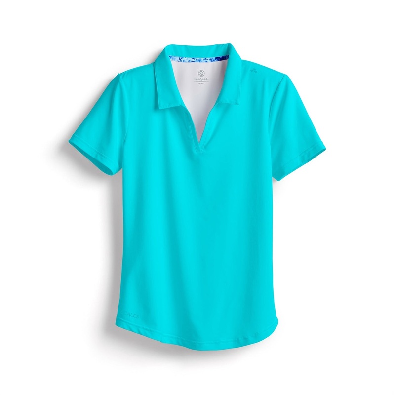 SCALES OffShore Core Womens Short Sleeve Polo Aqua XSmall
