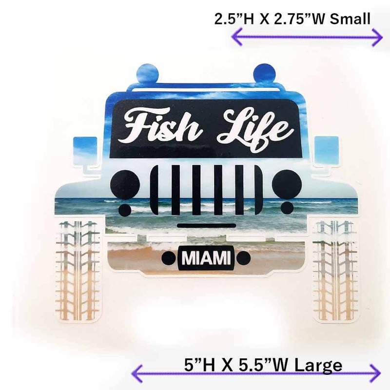 Fish Life Jeep Miami Decal LARGE
