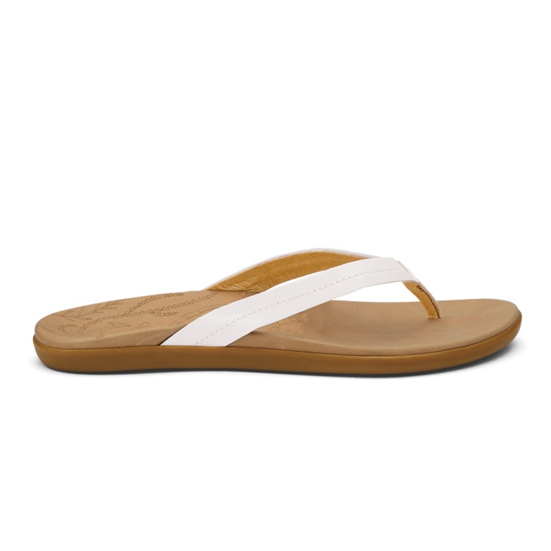 Olukai Women’s Honu Sandals 6 Bright White / Golden Sand