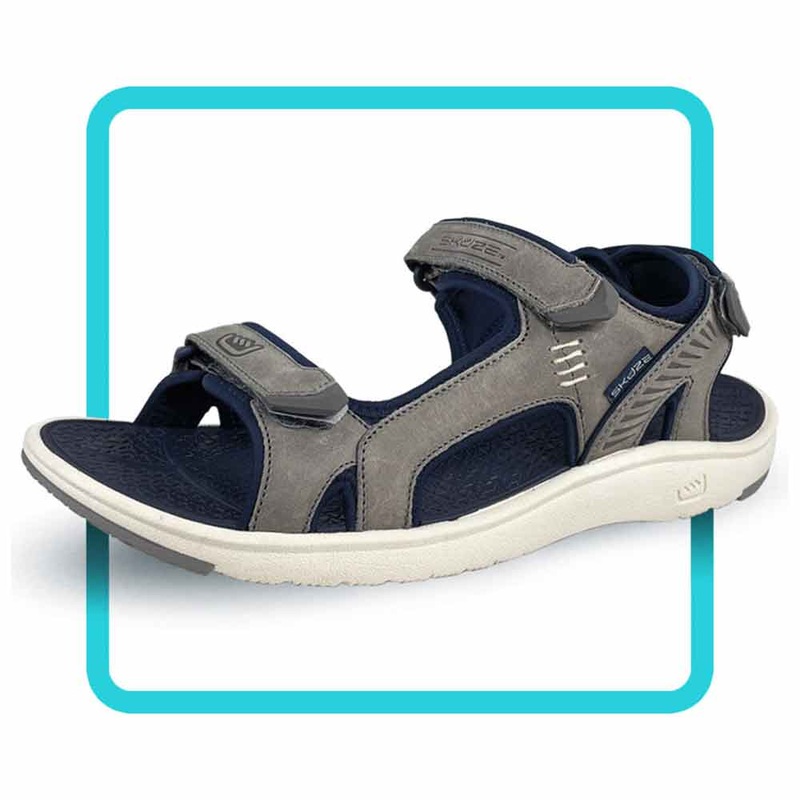Skuze Cabo 4 Point Grey & Navy Strap Sandal 10
