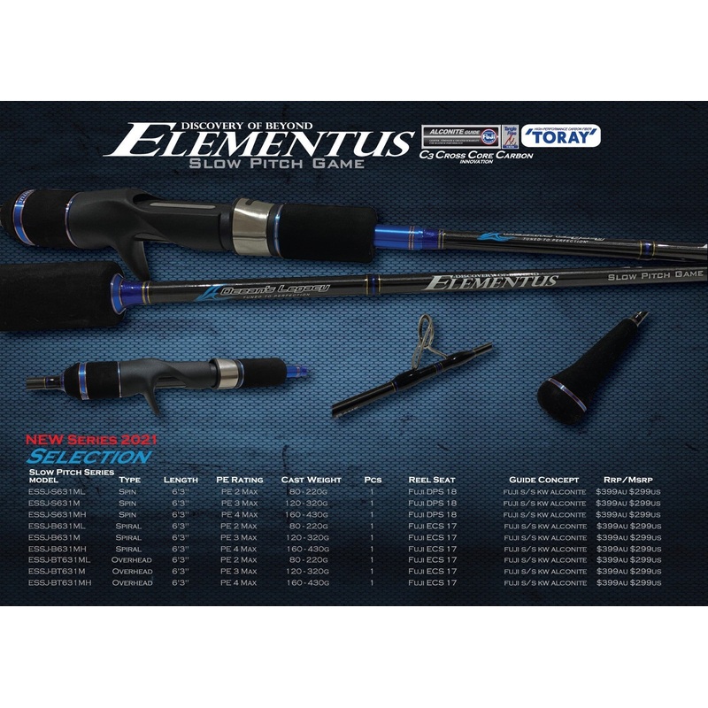 Oceans Legacy Elementus Slow Jigging Spin Rod S631M