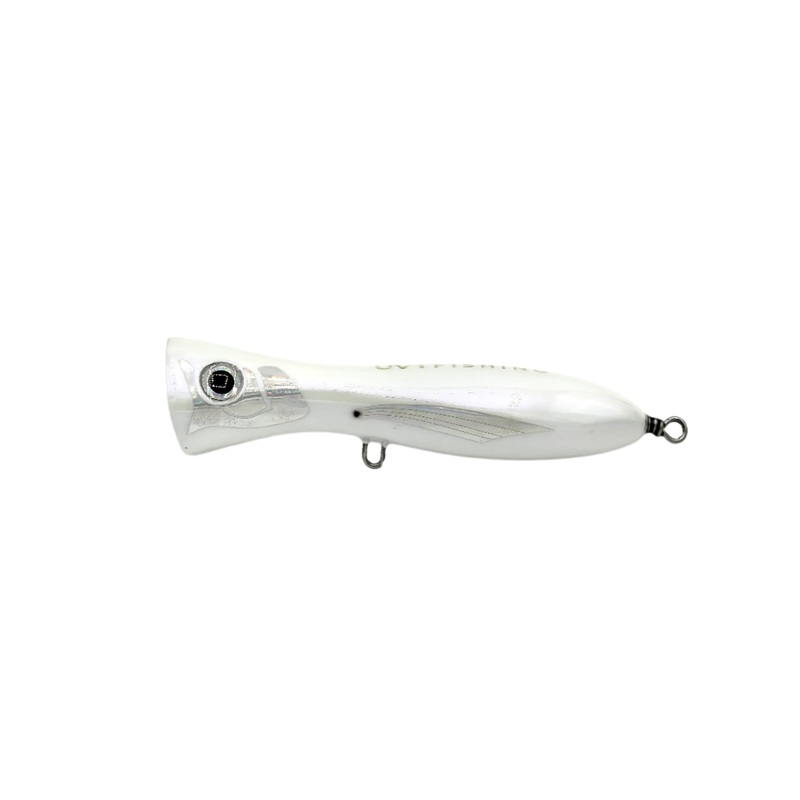 UVT Fishing Hand Carved Murray Popper 7″ 3.5oz – Without Hooks White / Chrome