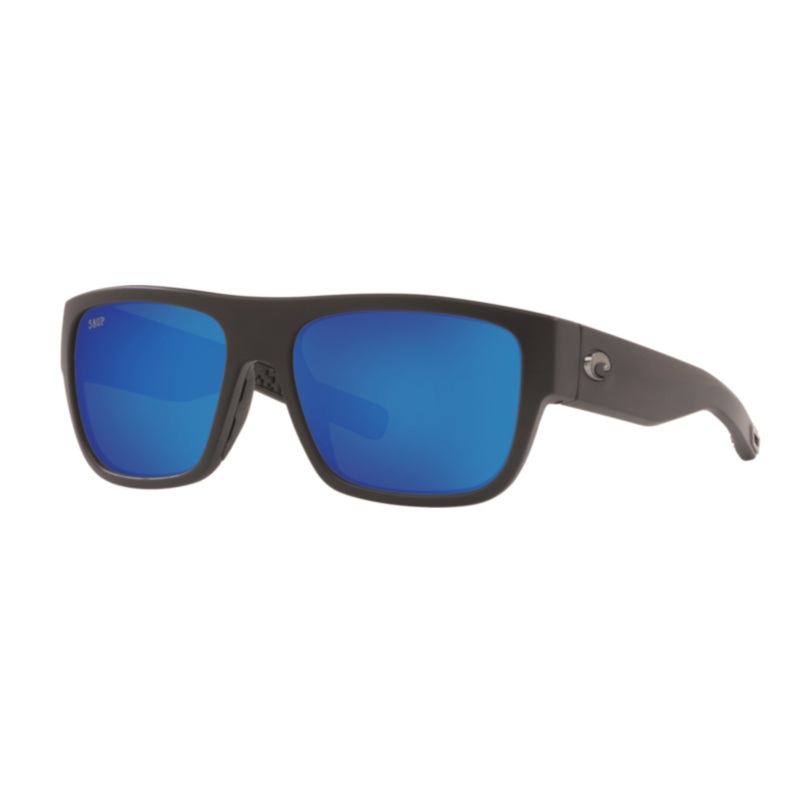 Costa Del Mar Sampan Polarized Sunglasses (580P – Polycarbonate Lenses) Matte Black – Blue Mirror 580P