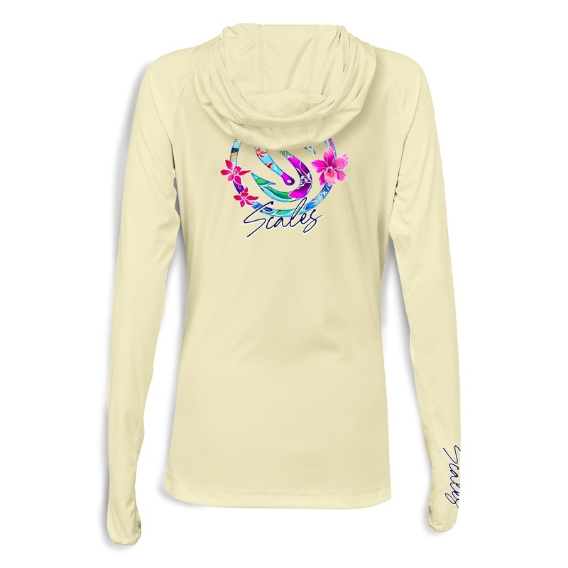 SCALES Frigate Paradise Womens Hooded Performance Shirt Light Pink Small