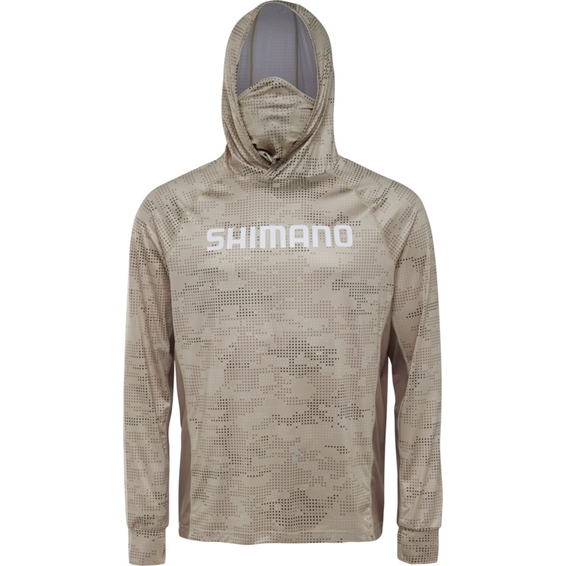 Shimano Hooded Long Sleeve Tech Tee Oatmeal Dot Camo 23 Large