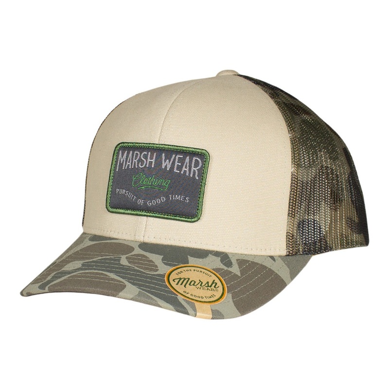 Marsh Wear Good Times Trucker Hat Dark Green Mallard Camo