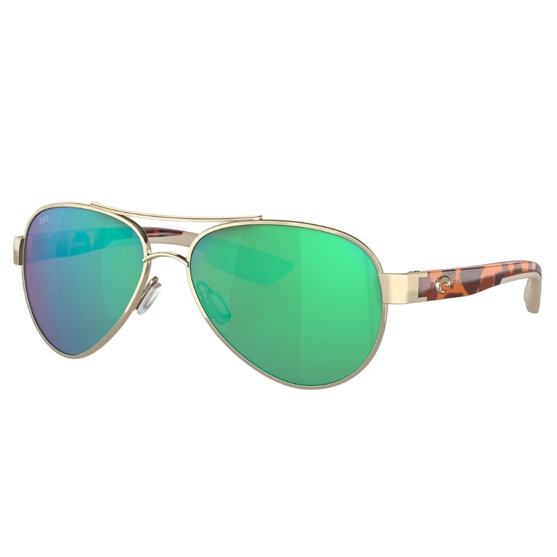 Costa Loreto Polarised Glass Sunglasses Rose Gold Frame / Green Mirror