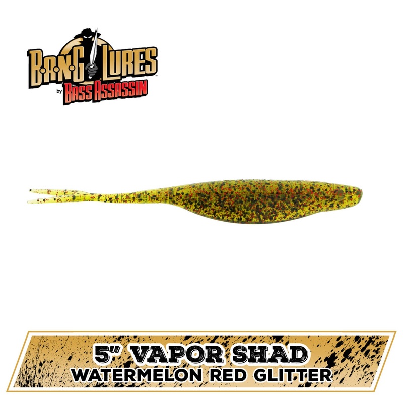 Bass Assassin Vapor Shad 5in Watermelon Red Glitter