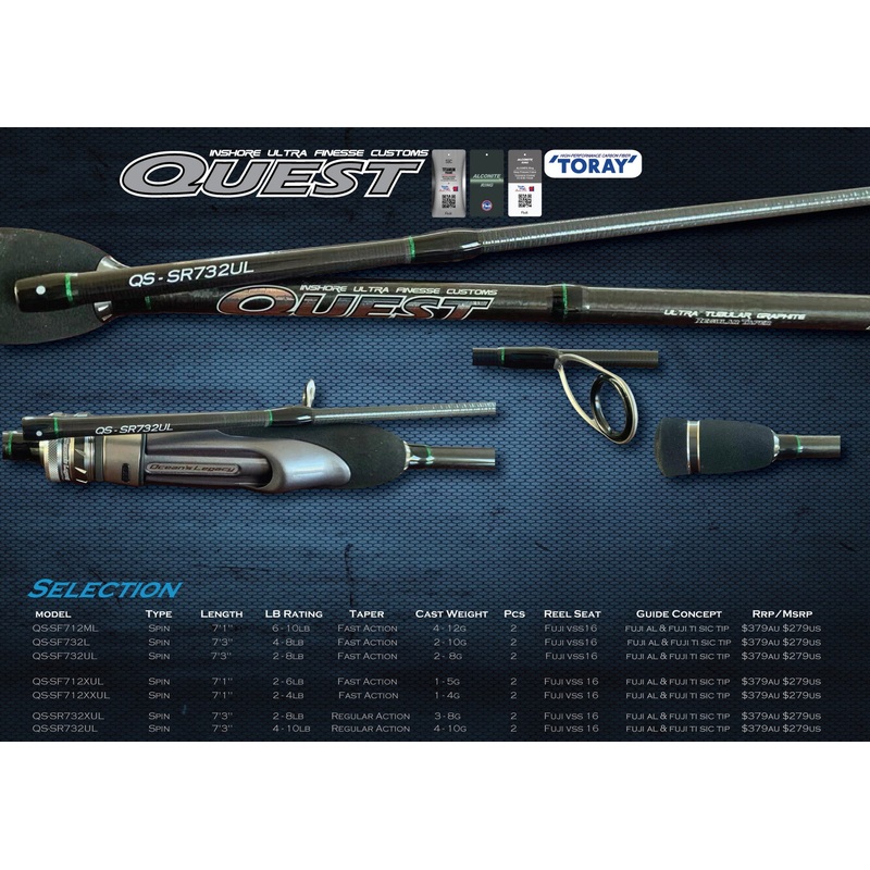 Ocean’s Legacy Quest finesse rods QS-SR732XUL