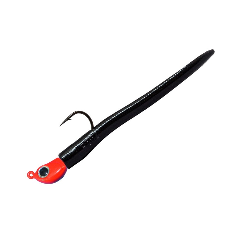 RonZ Shallow Water Series Rigged Soft Baits Black Pearl Red 6″ (1/2 oz)